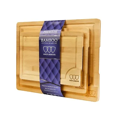 3 Bamboo Cutting Boards Antibacterial Chopping Carving Wooden Serving Board • $24.99