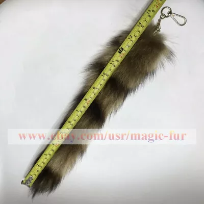 10  / 14  Natural American Raccoon Tail Real Tail Keychain Cosplay Tassel Charm • $12