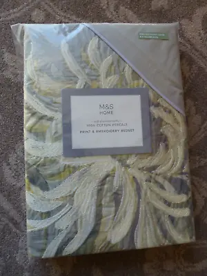 New M & S Home 'Gabrielle' Floral Print & Embroidered King-Size Duvet Set • £40