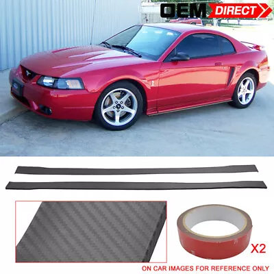 Fits 99-04 Ford Mustang Carbon Texture Side Skirts Extensions Splitters - PP • $82.99