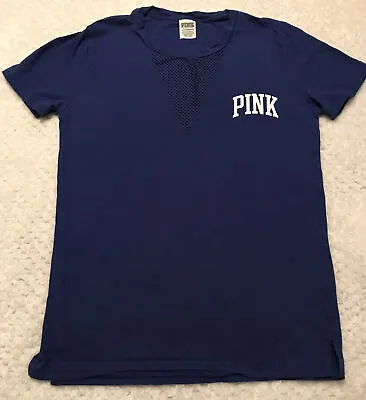 Victoria’s Secret PINK Logo Royal Blue Short Sleeve T Shirt XS • $9.99