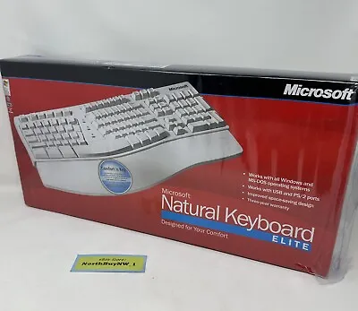 RARE NEW Microsoft Natural ELITE KEYBOARD Wired Ergonomic PS/2 (white) Vintage • $149.88