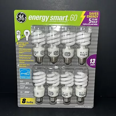 Energy Smart Bulbs - GE 60 Watt (CFL) Fluorescent Light Bulbs- (8 Pack) NEW! • $35.99