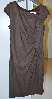 £60 • Buy LK Bennett Davina Dress, Brown, Size UK 14, 95% Wool, 5% Cashmere