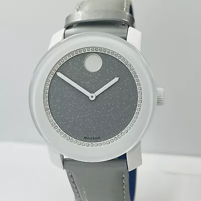 $280 • Buy MOVADO Women’s BOLD Silver Glitter Dial 42mm White Ceramic Watch 3600237