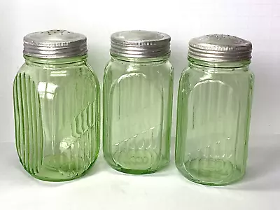 Vintage Green Depression Glass Jars Set Of Three • $21