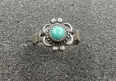 Sterling Silver Vintage Native Made Turquoise Ring Size 5 • $35