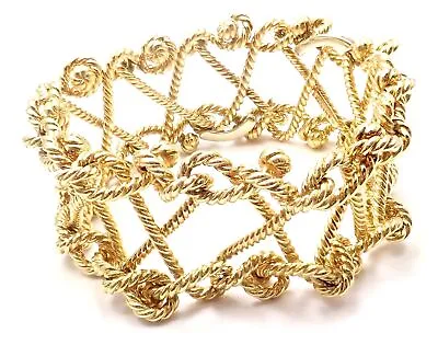 Rare! Authentic Verdura 18k Yellow Gold Twisted Rope Openwork Wide Link Bracelet • $26250