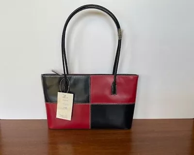 NWT RED & BLACK Faux Leather HANDBAG Purse By Moire • $39.90