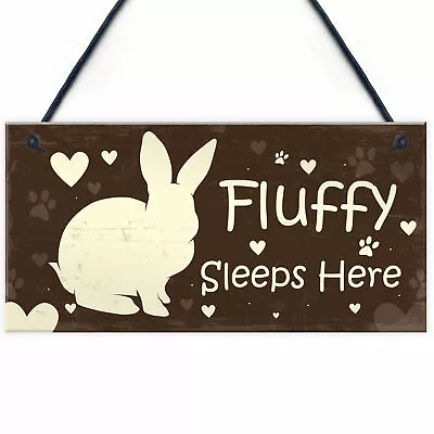 Pet Rabbit Sign For Hutch Sleeps Here Personalised Cage Sign Pet Lover Xmas Gift • £4.99