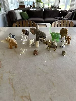 Lot Of 15 Vintage ELEPHANT Figurines Ceramic Class Wood Marble Delph Brass • $24.99