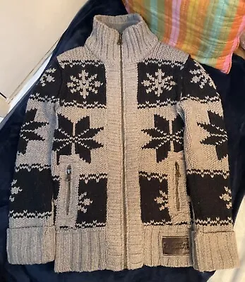 SUPERDRY Mens Fossil Navajo Knit Jacket Knitwear Wool MS6DU001 Size S Grey • £35