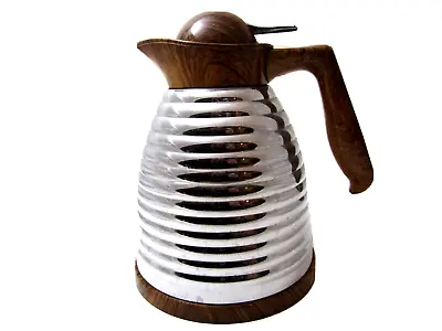 Shimizu Japan Thermos Coffee Carafe Faux Wood Stainless Steel Kettle Pot Germany • £28.47