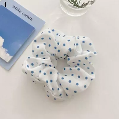 Women Sweet Scrunchies Polka Dot Plaid Daisy Print Hair Ring Rope Ties Headwear • £2.12