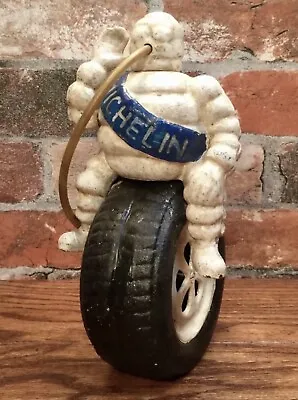 Michelin Man Bibendum Tire Riding Cast Iron 9” Tall Advertising Model Statue • $205.36