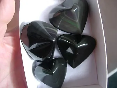 Rainbow Obsidian Heart Shapes  X 4  335 Gms EBay U.K. Seller For Over 20 Years • £38