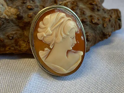 Vtg 800 Silver Cameo Pin / Pendant Combo 5.06g Fine Jewelry Lady Profile Brooch • $29.95