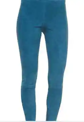 Vl  Vince Ankle Zip Women Stretch Suede Teal Blue Legging Pants Size L $945 New • $249.99