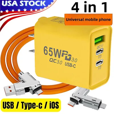 65W Super Fast Charger&4 In 1 Cable Cord For IPhone Samsung Xiaomi Android Phone • $9.99