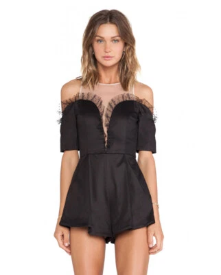 $45 • Buy Alice McCall Futurism Playsuit Romper Size 4 XXS Black Jumpsuit Festival