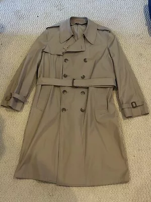 Classic Vintage London Fog Trench Coat Size 42 Long Zip And Button With Belt • $14.99