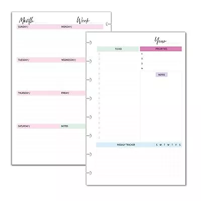 Undated Weekly Planner Inserts Fits 8-Disc Junior/Half Letter Size Discbound... • $29.75