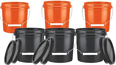1 Gallon Food Grade Bucket With Lid Made In USA ( Pack Of 6) BPA Free Containers • $55.77
