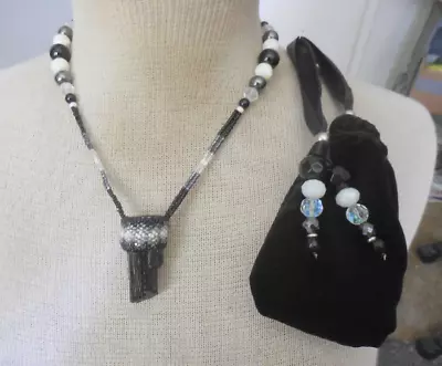 Beaded Raw Black Tourmaline Necklace With Gemstone Beads Adjustable Length OOAK • £46.32