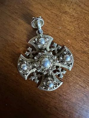 Vintage 950 Sterling Silver Maltese Cross Pendant • $99.95