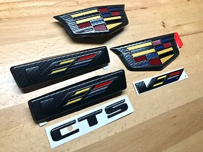 Cadillac CTS-V Carbon Fiber Effect Emblem Set 16-19 Genuine GM V OEM X6 Badges • $695