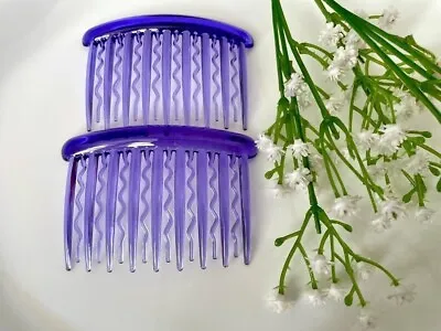 7cm Hair Combs Slides PURPLE Clear Tortoiseshell Pack Of 4/ 2 Hair Accessories • £2.48