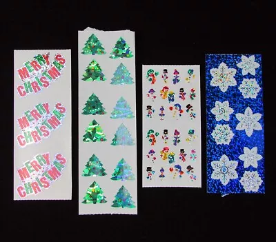 Vintage Sandylion Mrs. Grossman's Stickers Christmas Lot Prismatic Micro Snowmen • $11.50