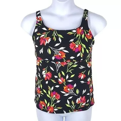 Land's End Black Floral Mastectomy  Tankinin Top Size 12 • $32.99