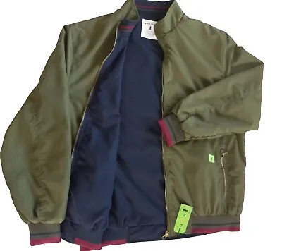 Humants Men Large Full Zip Workwear Reversible Boomer Jacket Blue /Olive Green • $58