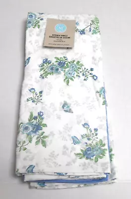 Martha Stewart 3 Kitchen Towels Blue Floral • $19.99