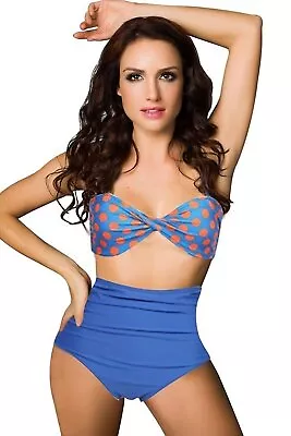 Women Vintage 50s Pinup Girl Rockabilly High Waist Retro Bikini Swimsuit • £8.89