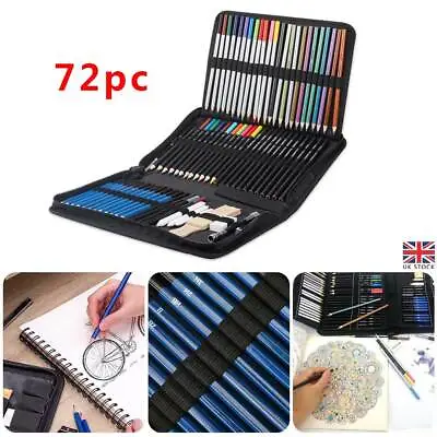 72PCS Professional Artist Pencils Set Drawing Sketching Colouring Art Kit Adult • £20.89