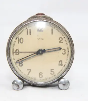 Oris Wind Up Travel Alarm Clock Swiss Made Vintage Small Metal Clock Shabby Chic • $323.55