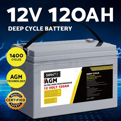 Giantz AGM Deep Cycle Battery 12V 120Ah Marine Sealed Power Portable Box Solar • $215.95