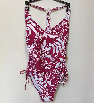 KONA NWT Fuscia Ruched Sides T Back One Piece Swimsuit Women's Size S • $12