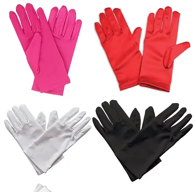 £4.99 • Buy Ladies Womens Short Satin Style Gloves Red Party Wedding Fancy Dress Costume UK