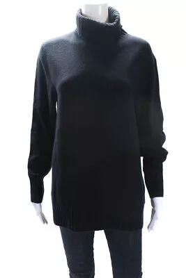 N Peal Womens Oversized Turtleneck Pullover Sweater Navy Blue Cashmere Medium • $42.69