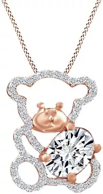 Teddy Bear Pendant Necklace For Women In 14K Gold Plated Silver • $114.16