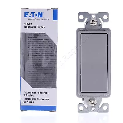 Eaton Gray Residential 4-Way Decorator Rocker Light Switch Control 15A 7504GY • $9.49