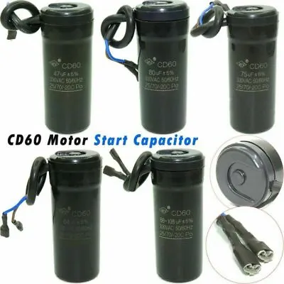 £7.18 • Buy CD60 Motor Start Capacitor 47UF 64UF 75UF 80UF 88-108UF For AC 50/60Hz Motors