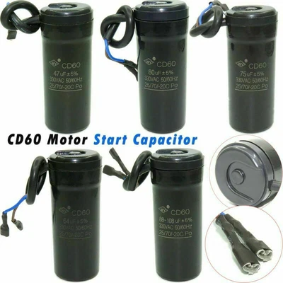 £7.18 • Buy CD60 Motor Start Capacitor 47UF 64UF 75UF 80UF 88-108UF For AC 50/60Hz Motors