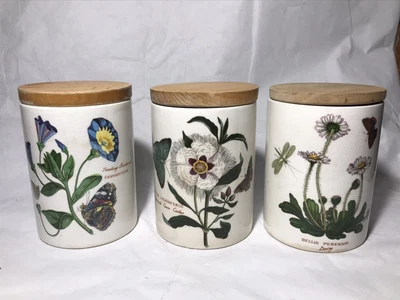 £14.99 • Buy 3 X Portmeirion Botanic Garden Storage Containers, Jars, Wooden Lids, Tops
