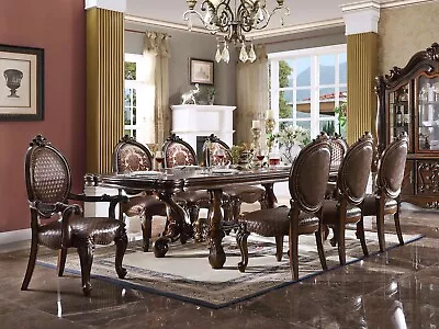 SPECIAL Traditional Cherry Oak Table & Brown Chairs - 9 Piece Dining Set ICBY • $5344.85