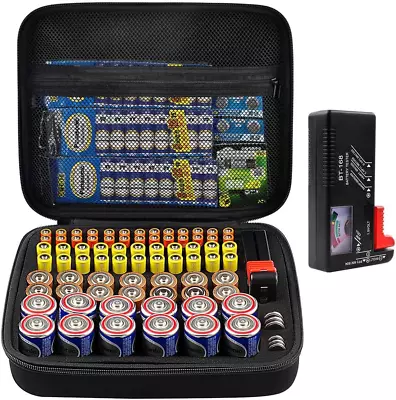 Comecase Battery Organizer Storage Bag - Holds 80 Batteries - With Tester • $28.49