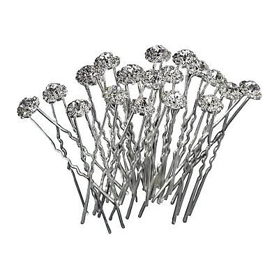 £4.84 • Buy 10 X Diamante Crystal Hair Pins Bridal Prom Party Women Hair Clip Grip Accessory